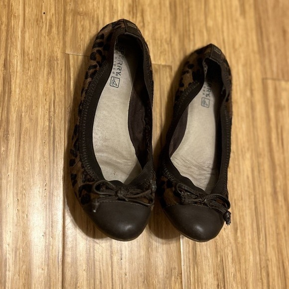 Sperry Animal Print Calf hair Ballet Flat Sz 5.5 brown toe cap padded Mobwife - Picture 3 of 7